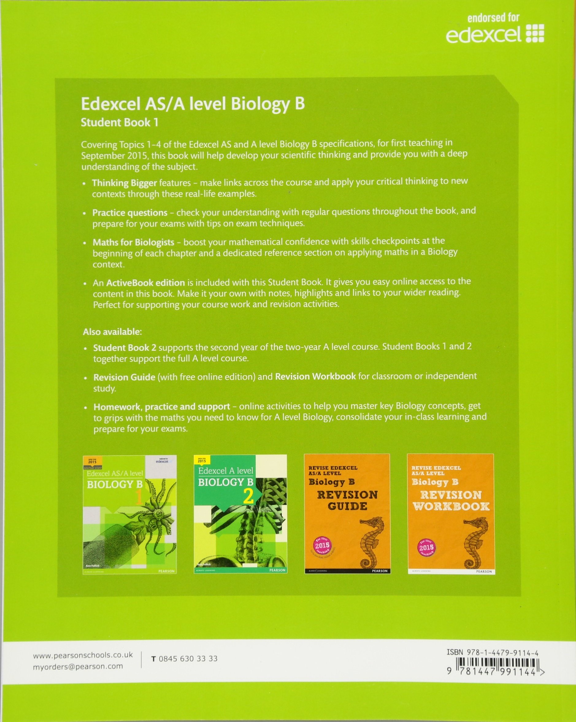 Pearson Edexcel As A Level Biology B Student Book 1 Active Book By Ann Fullick