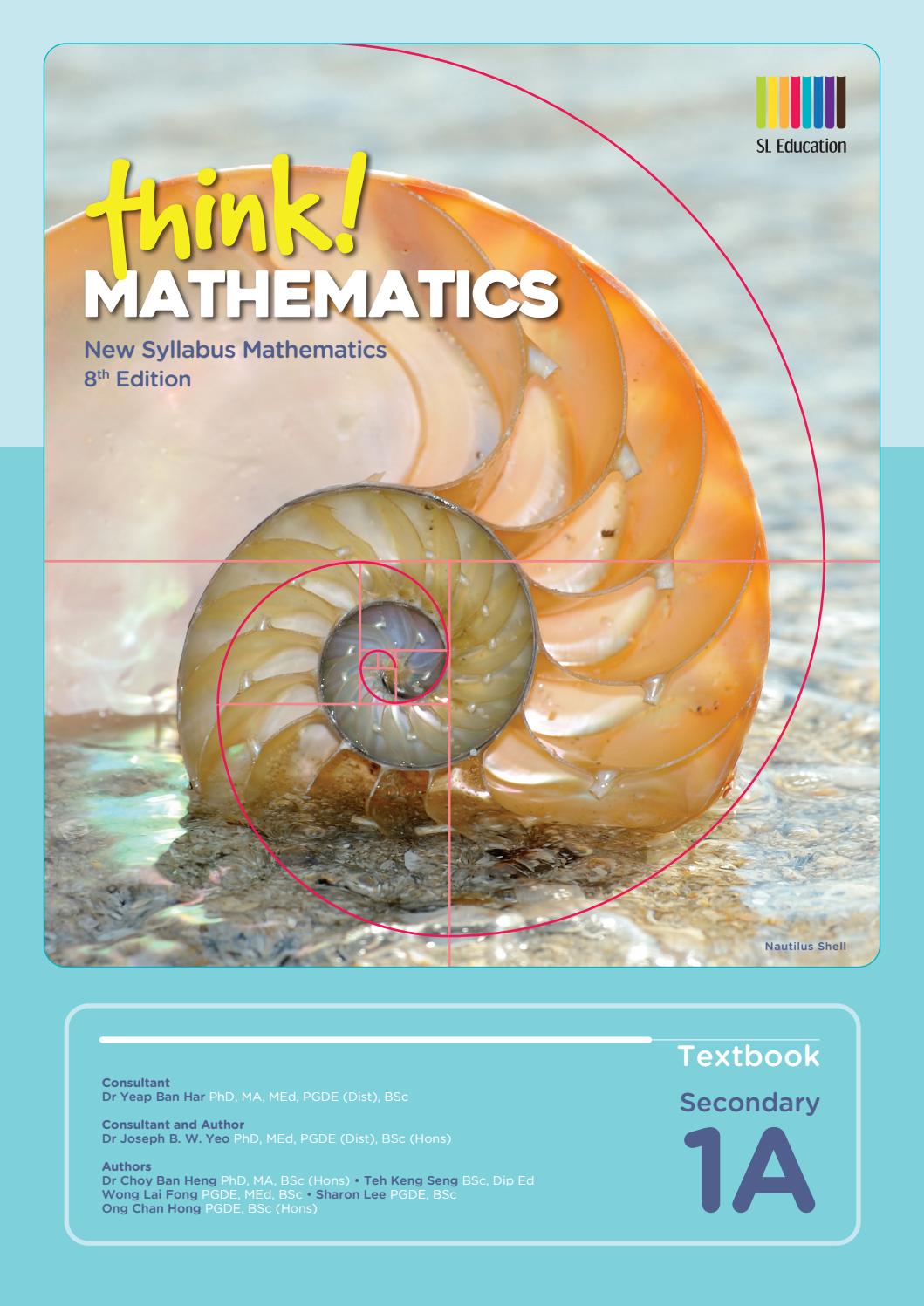 Shinglee Think Mathematics 1A & 1B Course Book & Workbook 1A & 1B New Syllabus 8th Edition